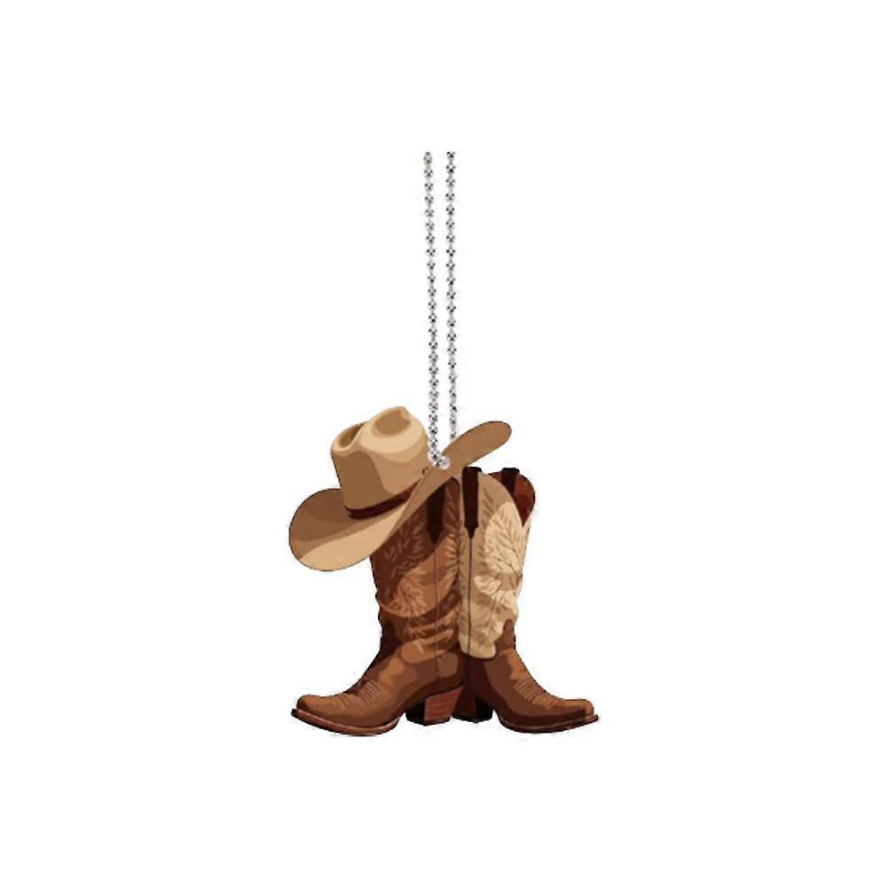 Cowboy Boot Hat Hanging Accessories Rear View Mirror Accessories Ornament