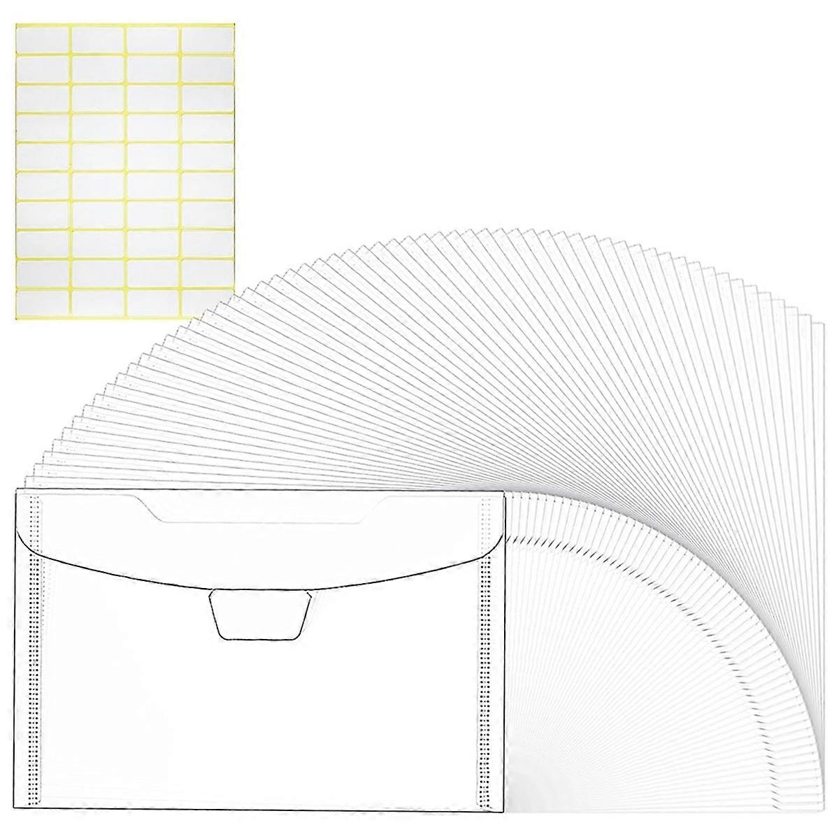 60 Pack 5x7 Clear Plastic Envelopes for Cash, Photo, Paper Document
