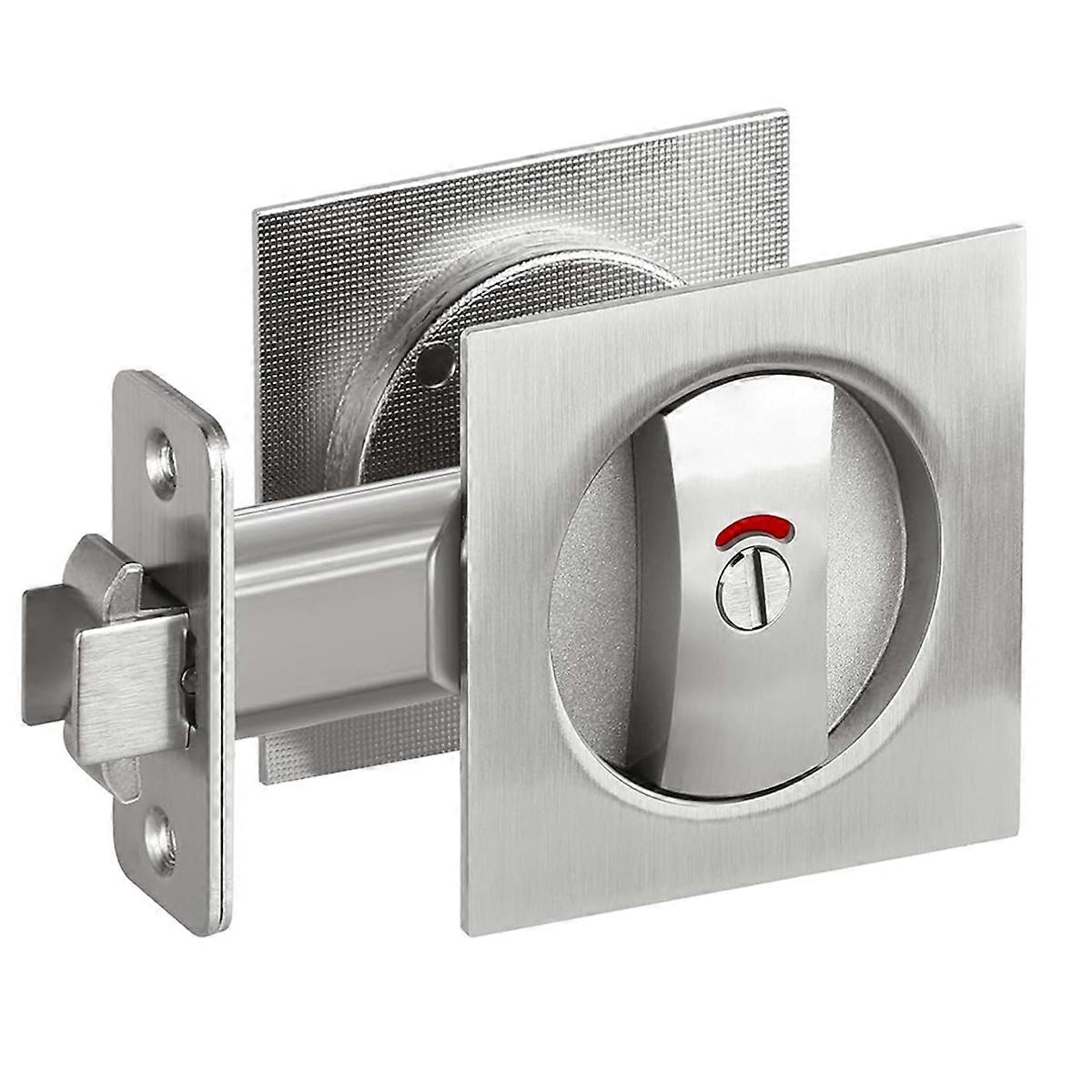 Pocket Door Lock with Indicator Light, Privacy Square Pocket Latch