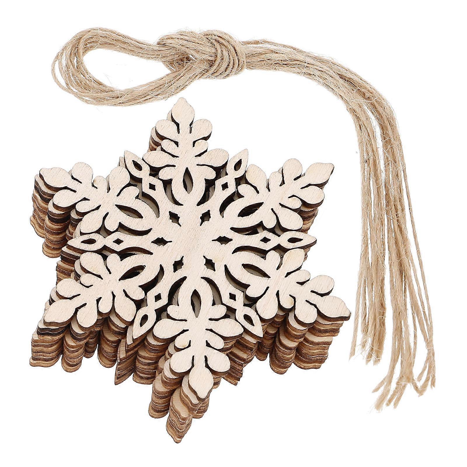 Hexagonal Wooden Snowflake Ornament for Christmas Hanging 10Pcs