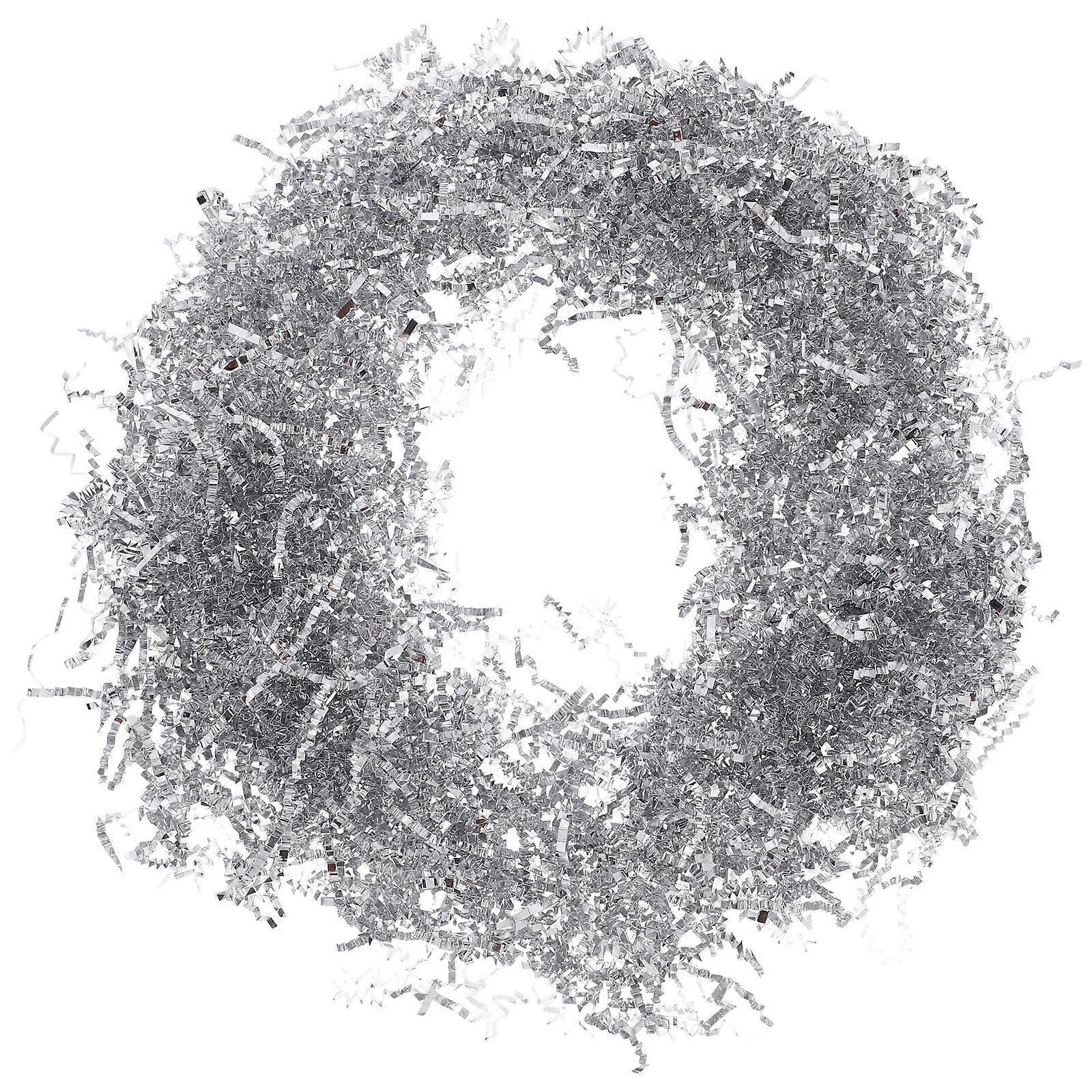 Present Box Filler Paper Shred for Basket Decoration 2Pcs Silver Crinkle
