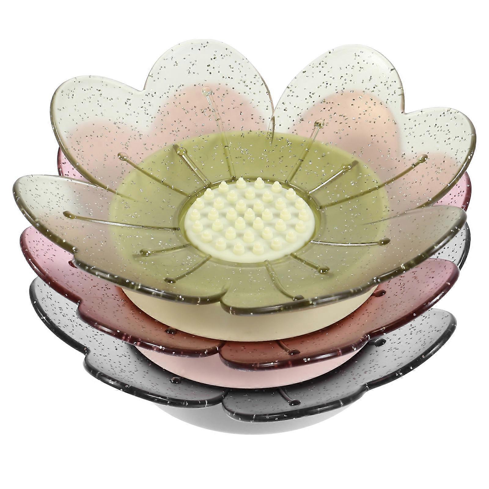Creative Cartoon Soap Dish Four Leaf Clover Bathroom Use Drainage Prevent Melting 3Pcs