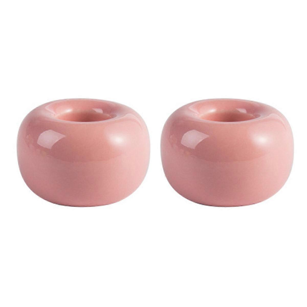 Pink Ceramic Toothbrush Holder Stand for 6Pcs Storage Use