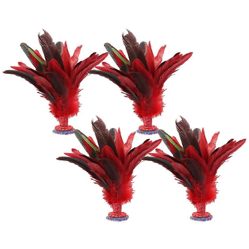 Kick Shuttlecock Toy for Entertainment 4Pcs Chinese Shuttlecocks Red