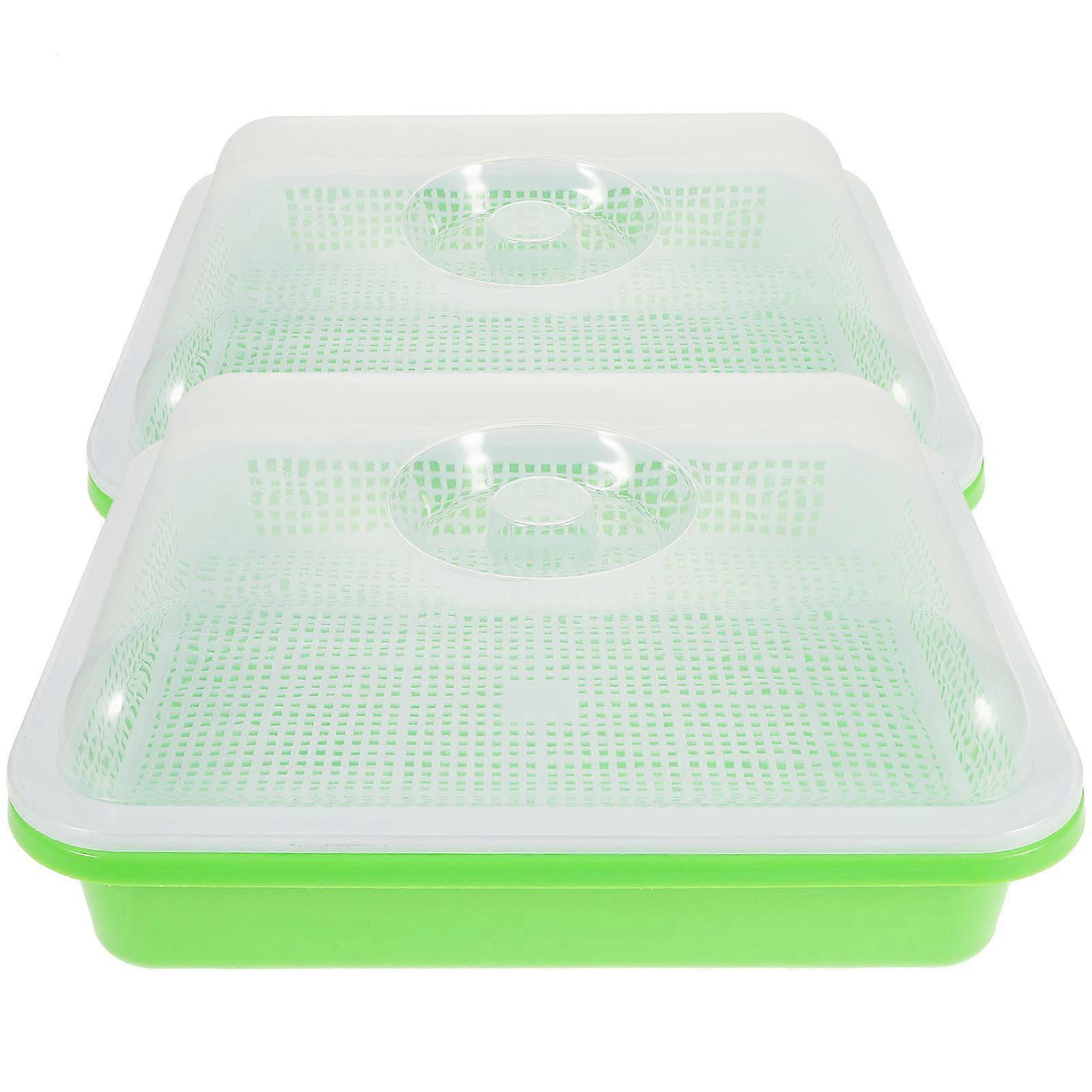 Starter Tray Sprout Trays for Planting 2Sets Green Plastic Material