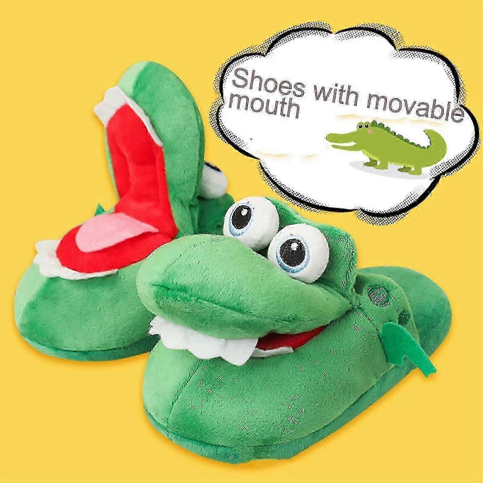 Crocodiles Plush Slippers With Open Mouth Cotton Slippers With A Moving Mouth-df