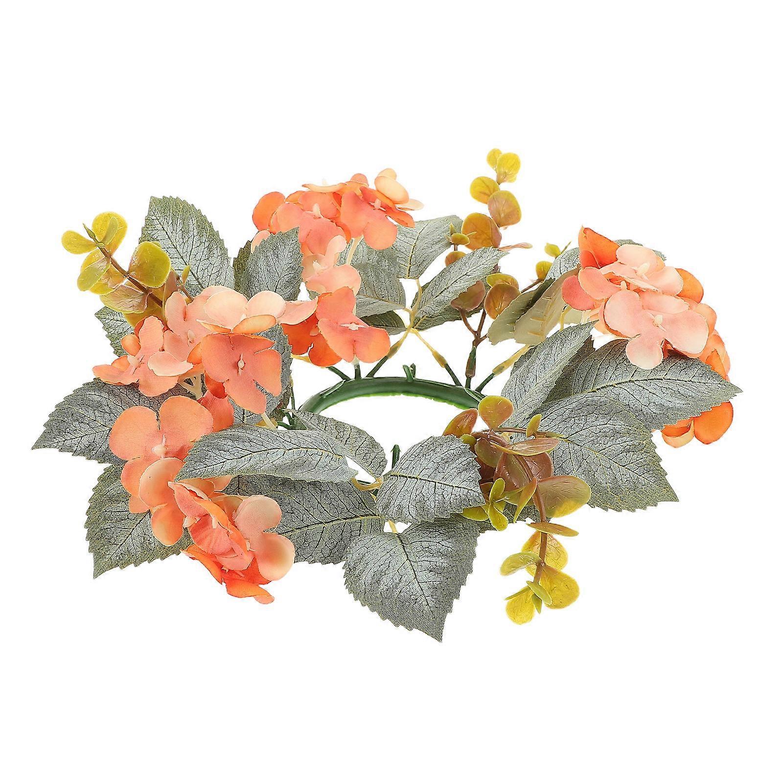 Wedding Table Decoration Artificial Hydrangea Candle Rings 2Pcs Set