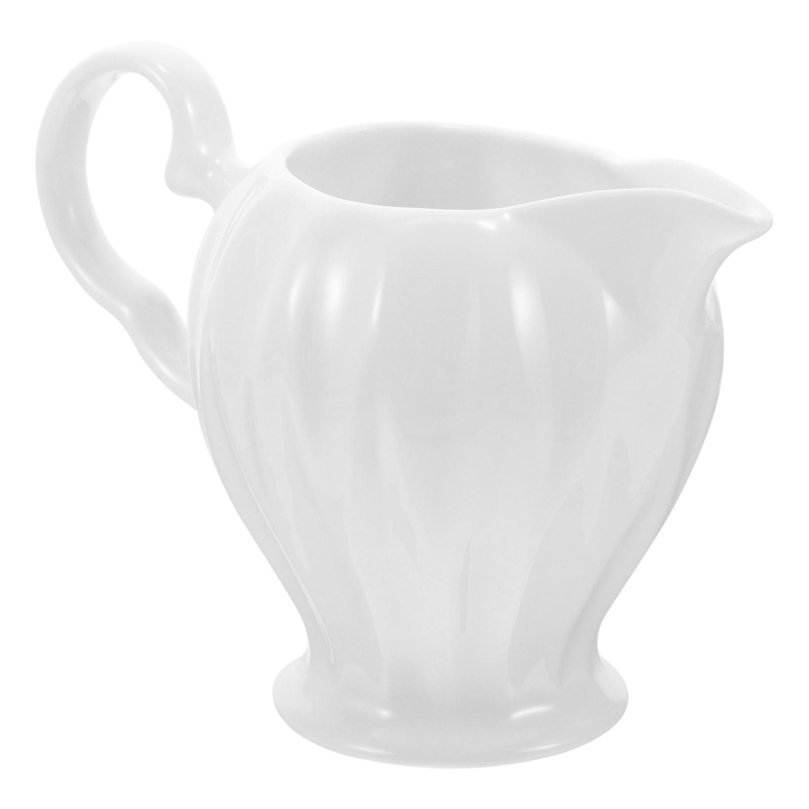 Small Milk Pitcher Ceramic Creamer Pitcher for Storage 3Pcs White