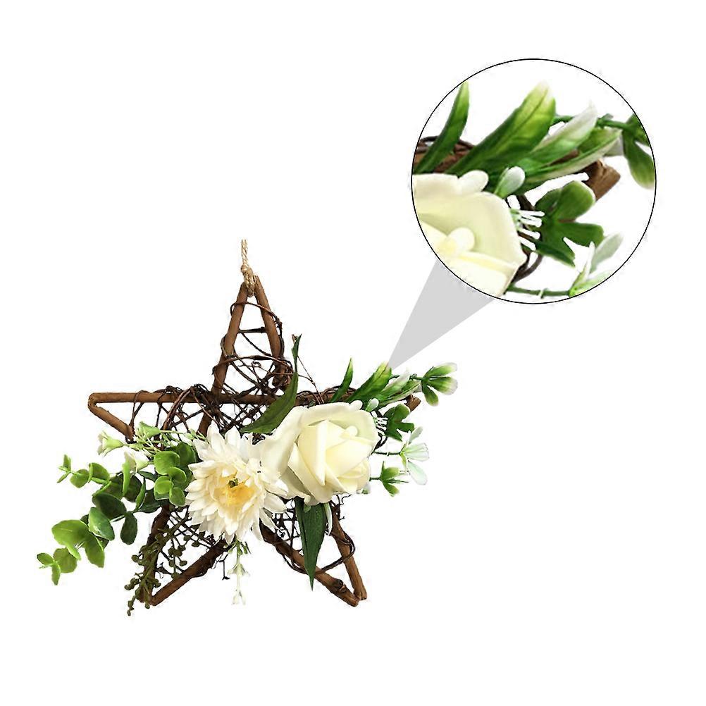 White Five-Pointed Flower Wall Hanging Decor 2Pcs Creative Flower Decoration