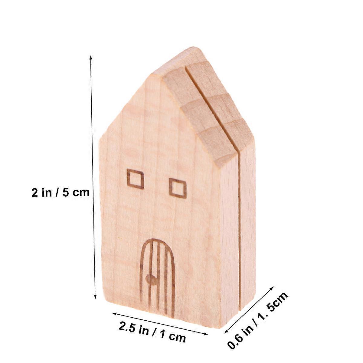 Wooden Table Number Holders For Office Use Featuring Novelty House Shape Clips Suitable For Weddings 1Set