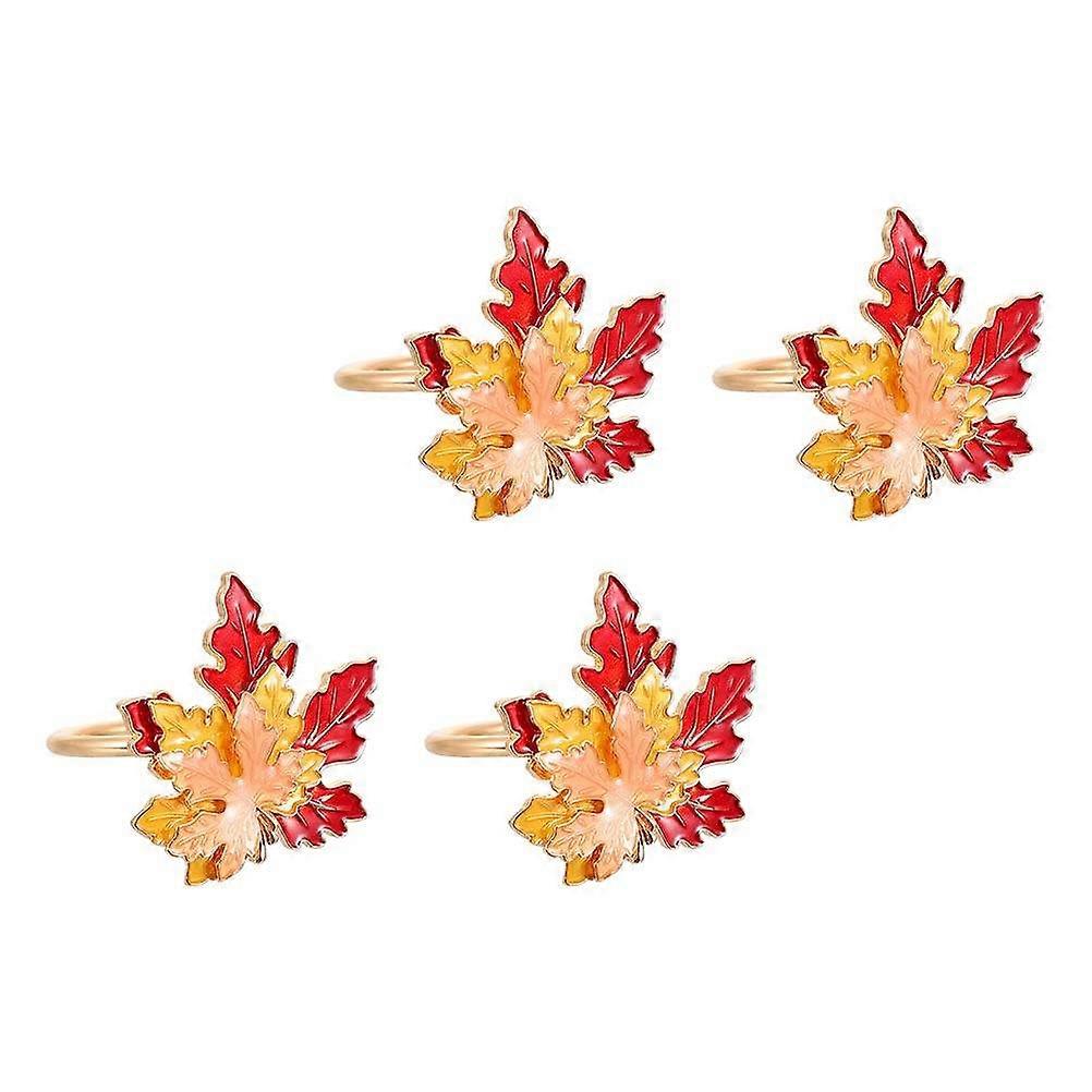 Assorted Color Maple Leaf Napkin Ring for Thanksgiving Use 8Pcs