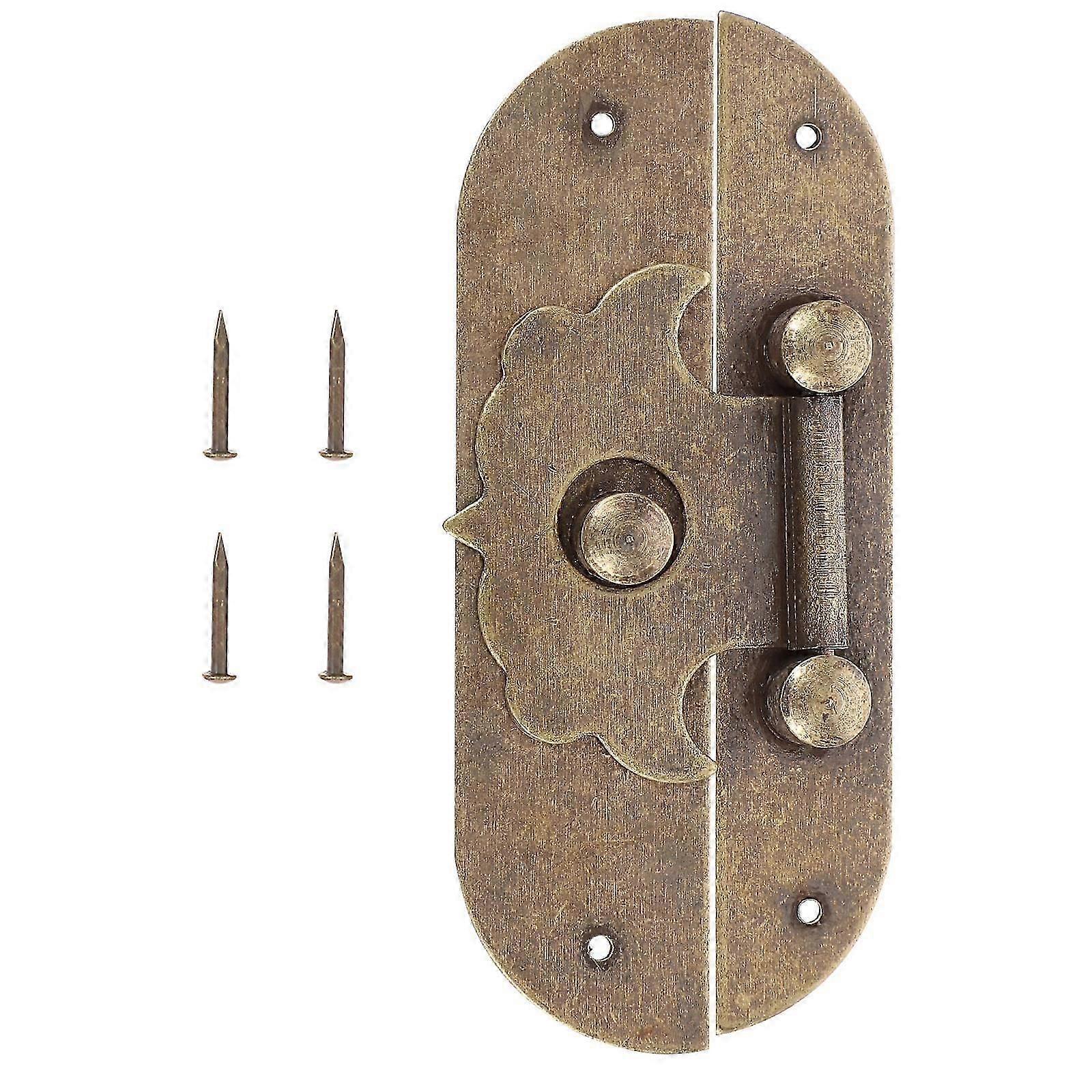 Cabinet Latch Lock Copper Box Latch Hasp Rectangular Securing for Wooden Box Craft Making 1Pcs