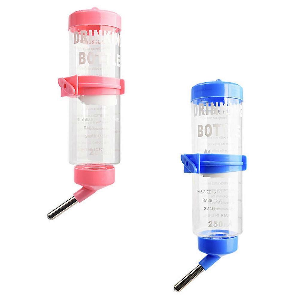 Pet Owners Daily Use Cylindrical Rabbit Water Bottle Simple Design Durable Plastic 250ml 2Set