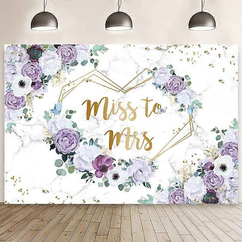 Miss to Mrs Floral Backdrop, Blue & White Flowers, Hearts Geometric Design, Bride to Be Banner, Wedding Party Decor, compatible with photo backdrops
