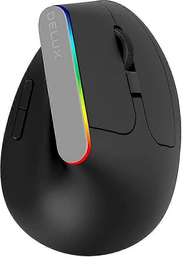 Para delux M618c Ergonômico Mouse vertical sem fio, 2.4ghz 6 botões 1600dpi Telefone portátil óptico mouse (preto)