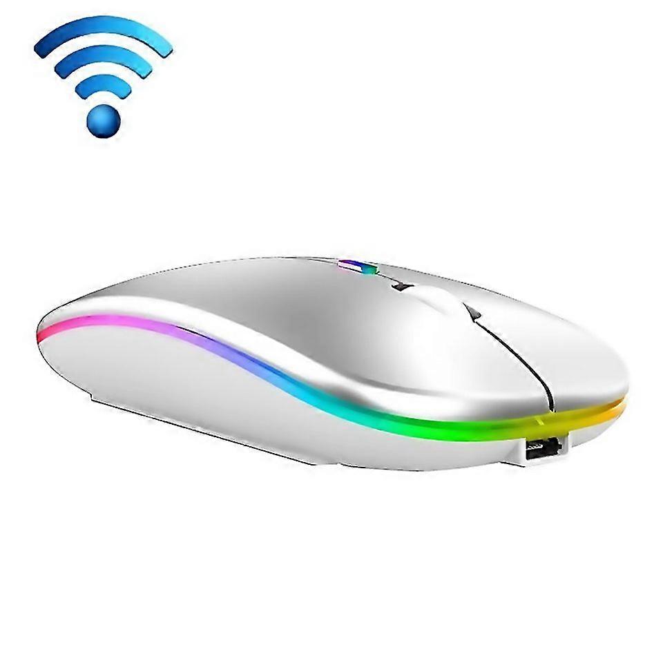Souris sans fil lumineuse colorée à 4 touches, 2 400 dpi, double mode, dorée, pour C7002