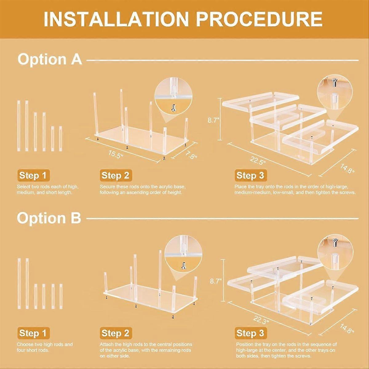 Présentoir d’étagère d’affichage en acrylique à 3 niveaux, style A