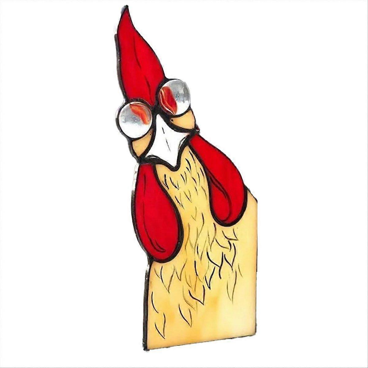 3PCS Funny Peeping Rooster Window Corner Decor Handmade Stained