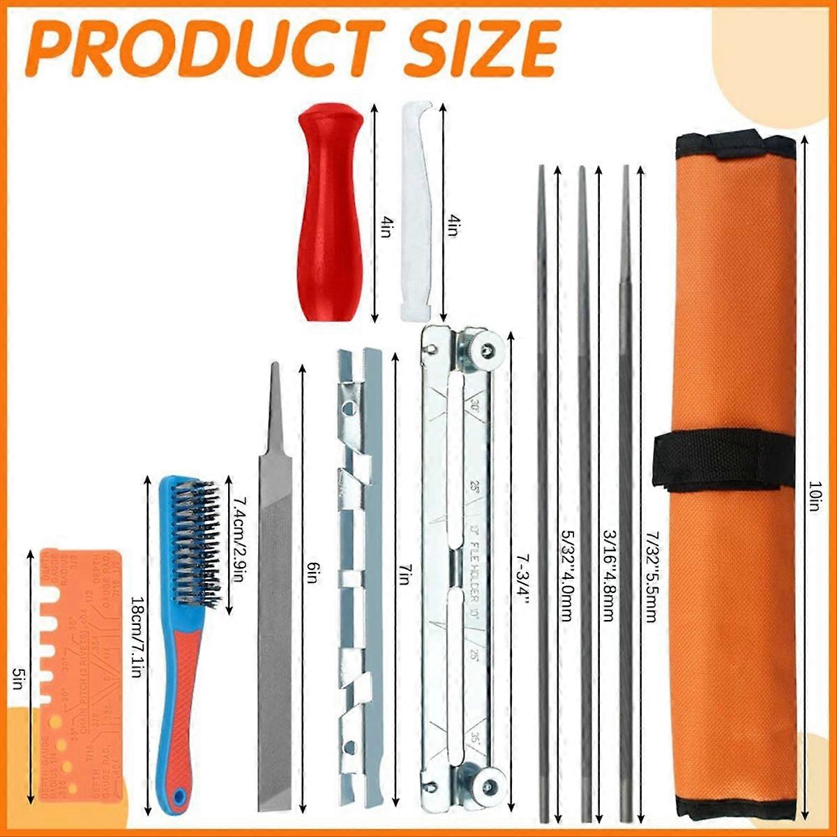 Saw Chain File Set 4.0/4.8/5.5 mm Sharpening Set Saw Chain File Set