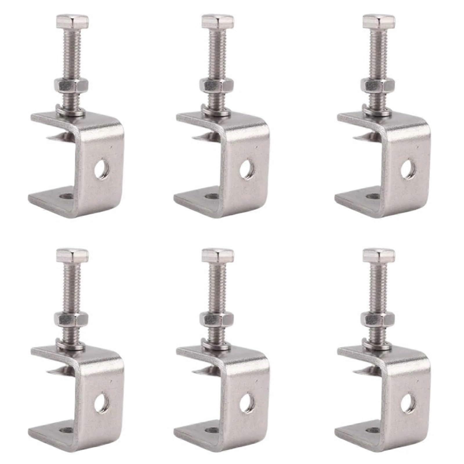 C Clamps 6Pcs, U Clamps For Metal Working, Desk Clamp With Wide Jaw Opening, Protective Pads, IDesign For Woodworking