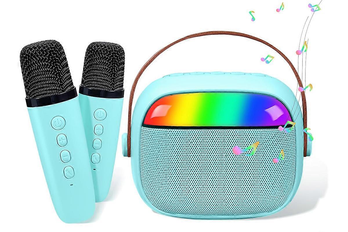 Mini Karaoke Machine Portable Bluetooth-Speaker with 2 Wireless Microphones