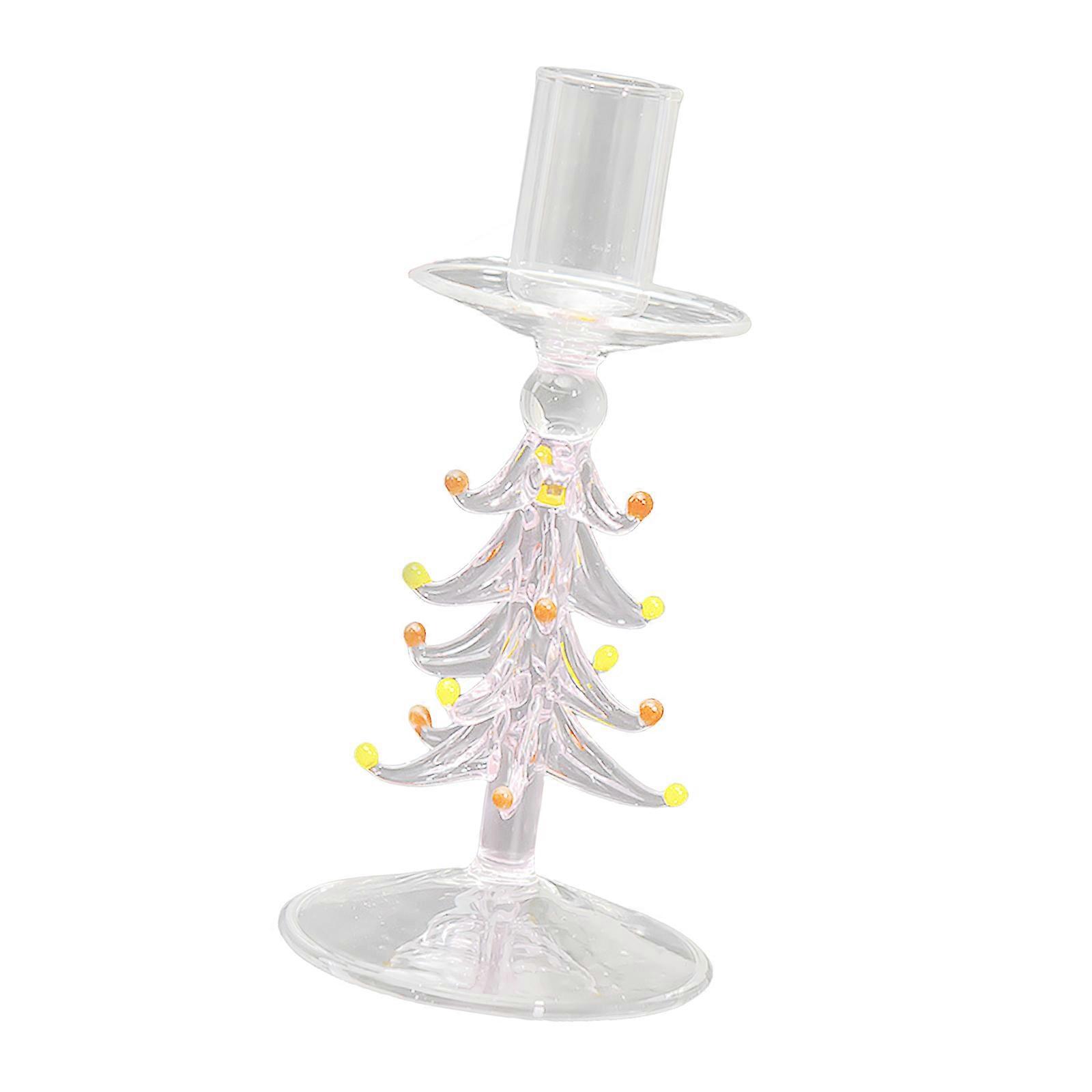 Handblown Glass Candle Possessors Christmas Tree Shape Artistic Highlight Permanent Fast seal Holiday Tablescapes and Wrap Displays  M