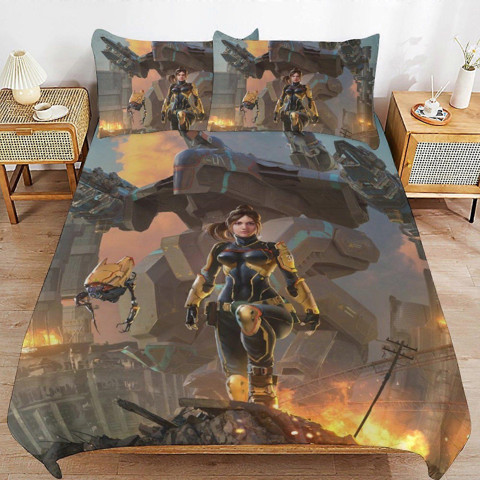 d82 War of the Robots Durable Weave Texture Light Structure Easy Fit Sleep Time Duvet Cover Sets for Homes b82