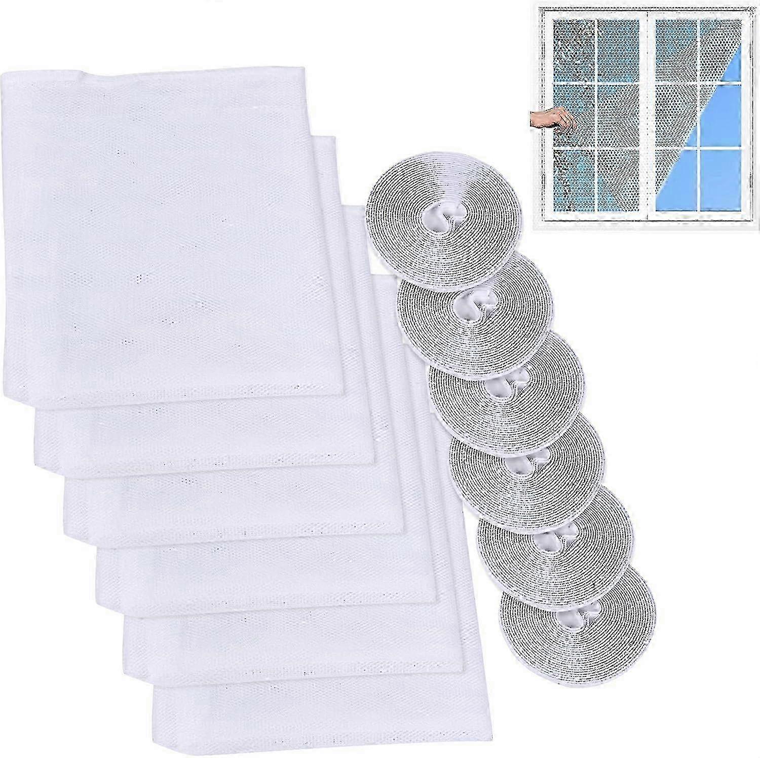 Adjustable Window Screen, Easy Installation & Durable Removable White Polyester Fiber Square Mesh for Kitchens Bedrooms (130 * 150Cm)