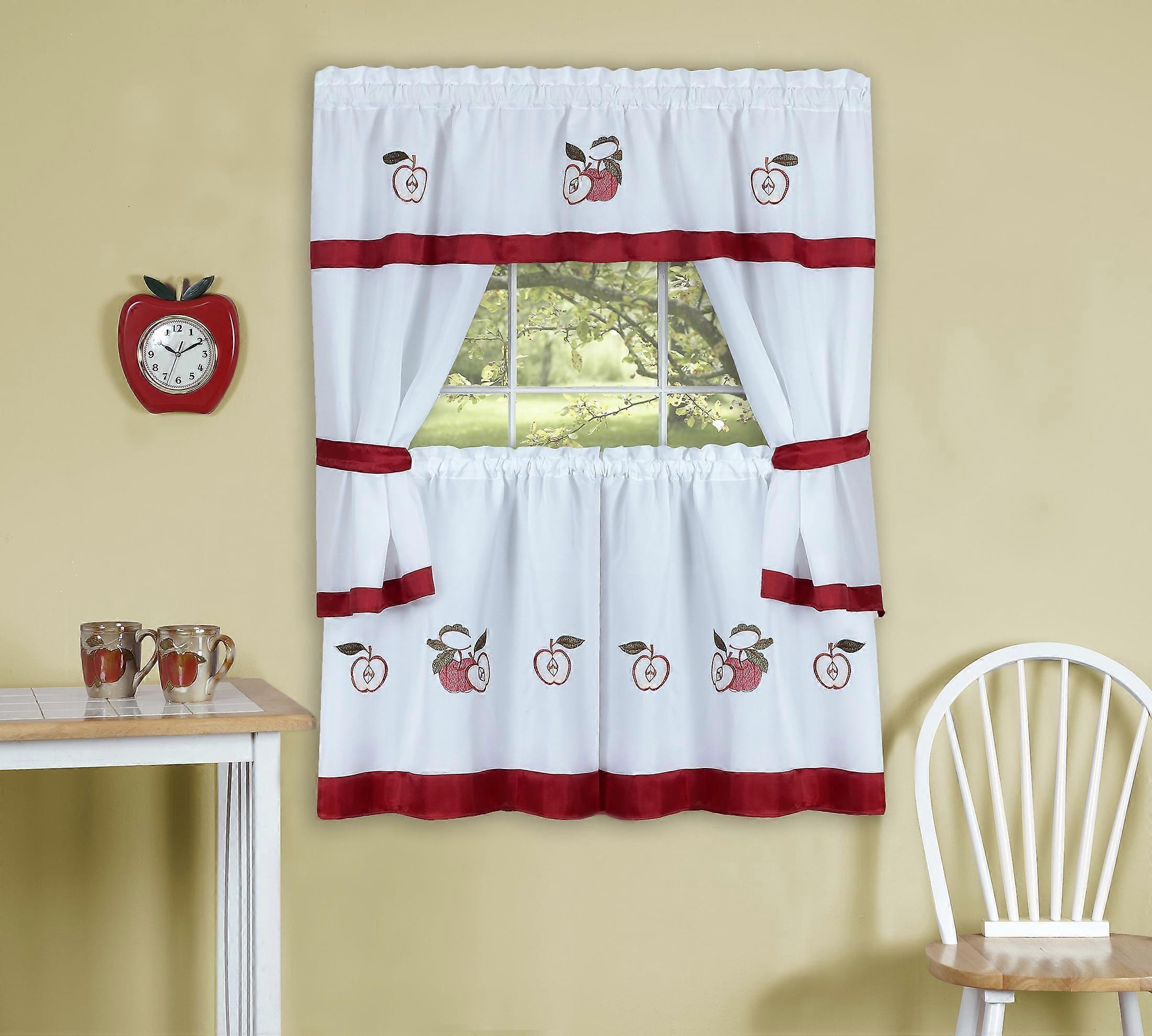 Achim Gala Embellished Cottage Window Set, Red
