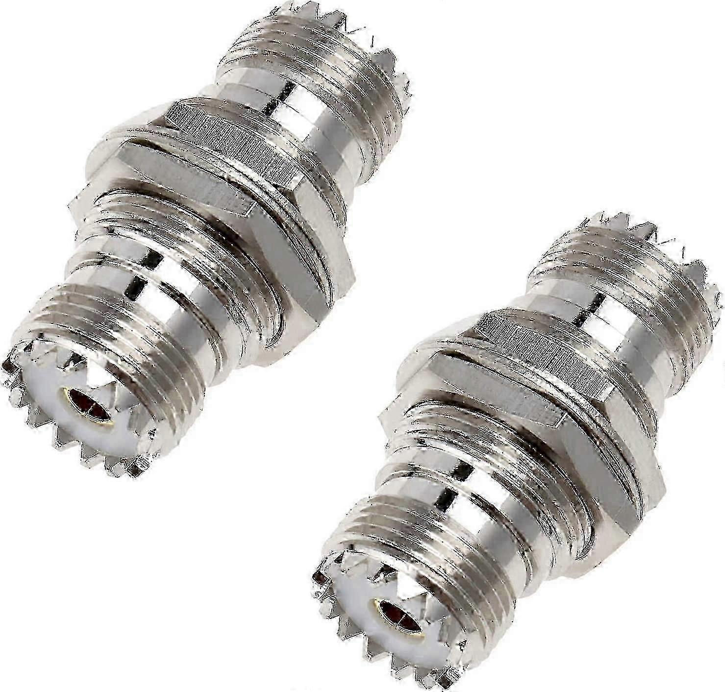UHF Coaxial RF Plug Socket Connector with Nut & Washer, Silver (2-Pack)