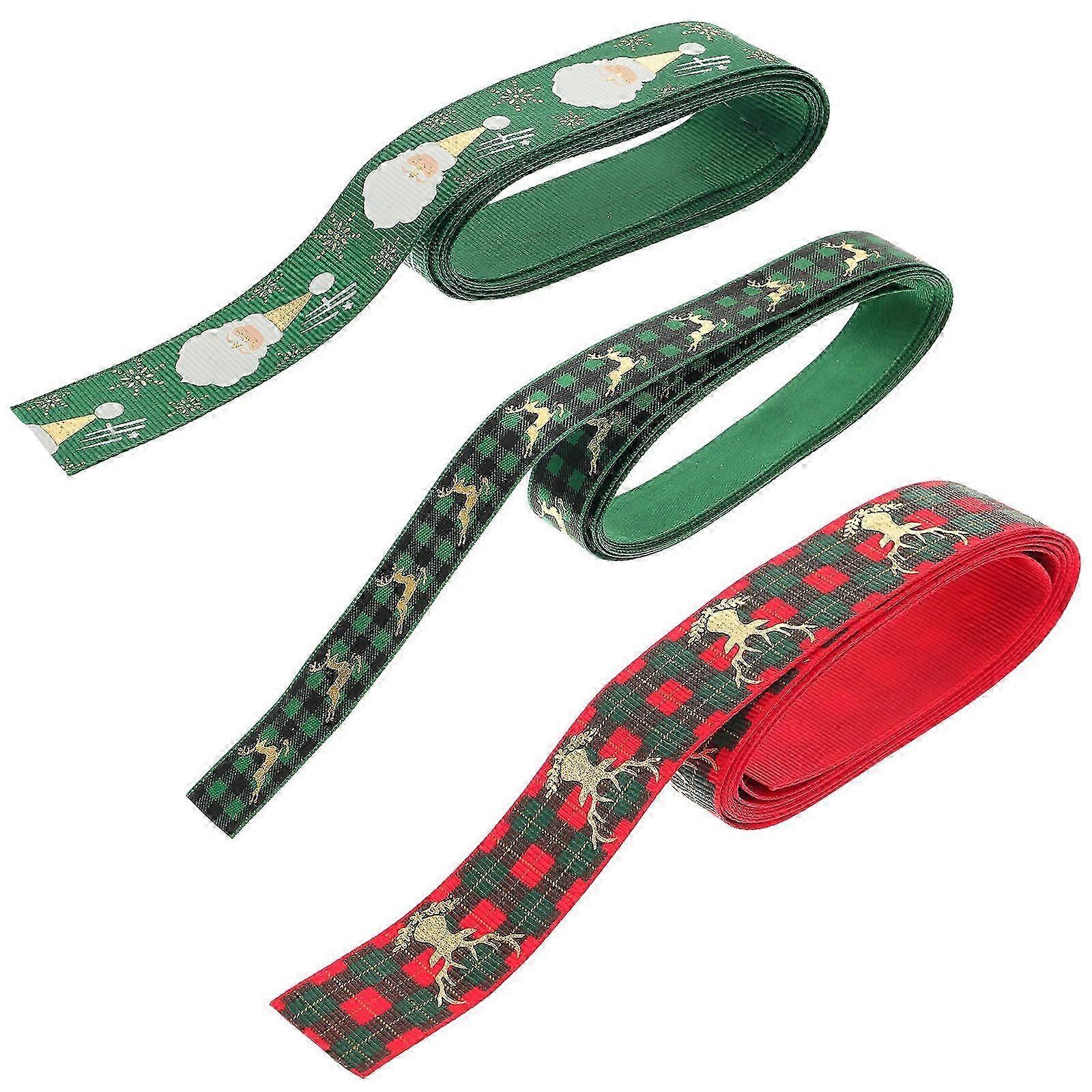 Christmas Ribbon Printing Ribbon for Party 3 Rolls 2 M