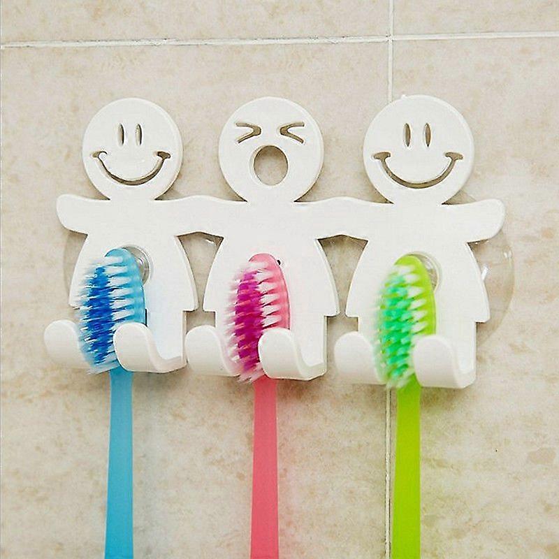 Suction Cup Toothbrush Storage Rack On Bathroom Wall(1 piece, white)