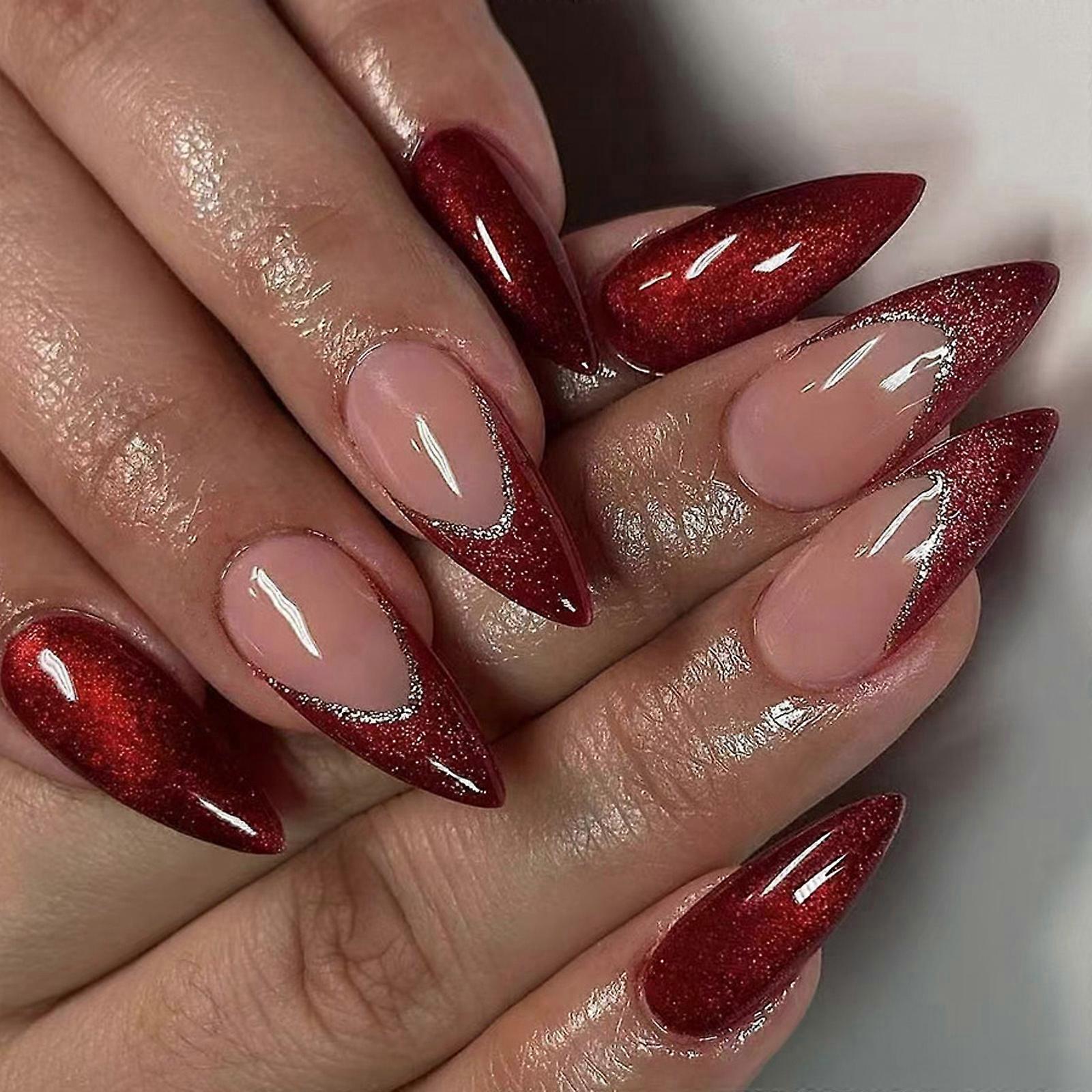 Shimmering Gradient Fake Nail With Delicate Flower Patterns Easy Application Reusable Plastic Manicure Set For Event Weddings Multicolor