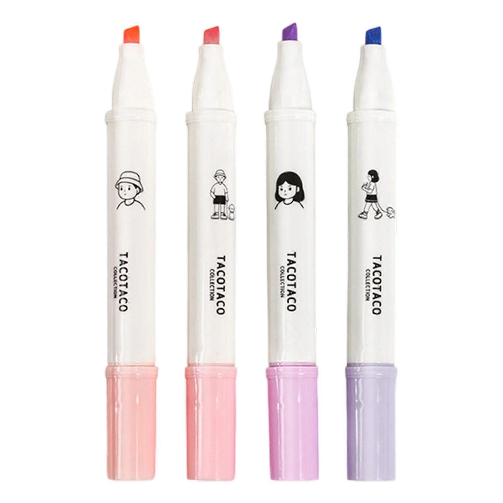 4Pcs Soft Color Marker Highlighters Set With Friendly Materials School Classroom Organization Tools For Note Taking Multicolor