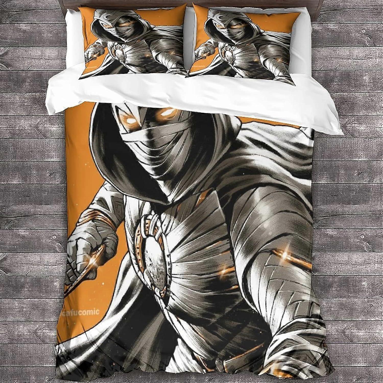 Moon Knight Cama edredom Capa 3D Marvel Impresso Edredom Capa com zíper, cama de super-herói Duplo
