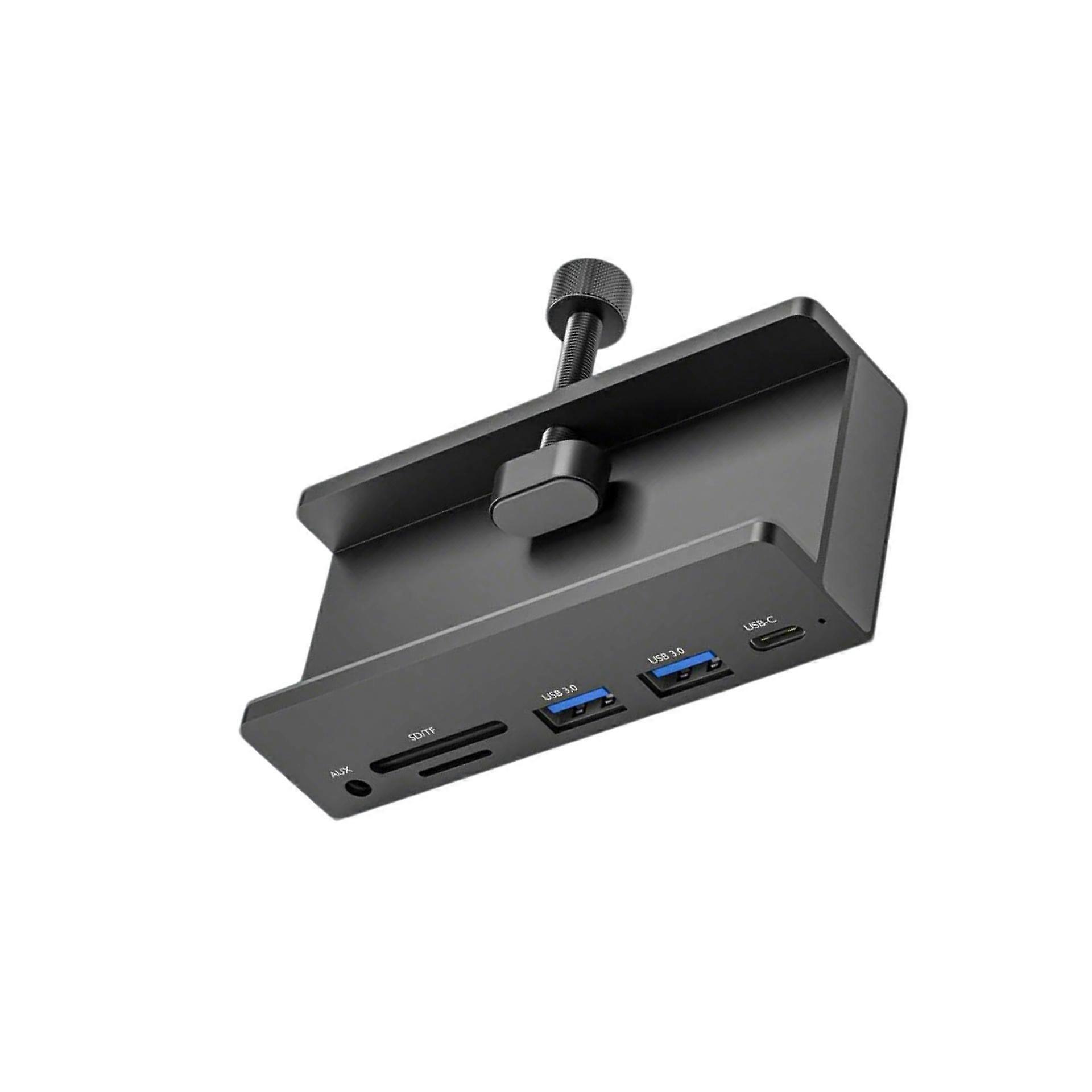 MultiInterface USB3.0 Hub Type C Card Reader Dock with Quick Attach for Memory Card Reader Aluminum Shell Type C Adapter  Black