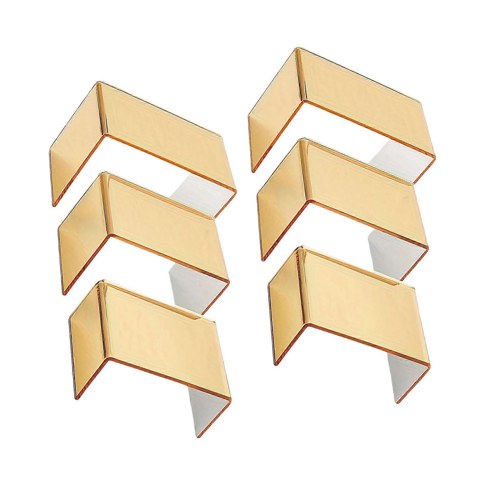 Set Of 6 Reusable Gold Acrylic Showcase Stands For Jewelry Exhibition Collection Not Tip Design Multicolor