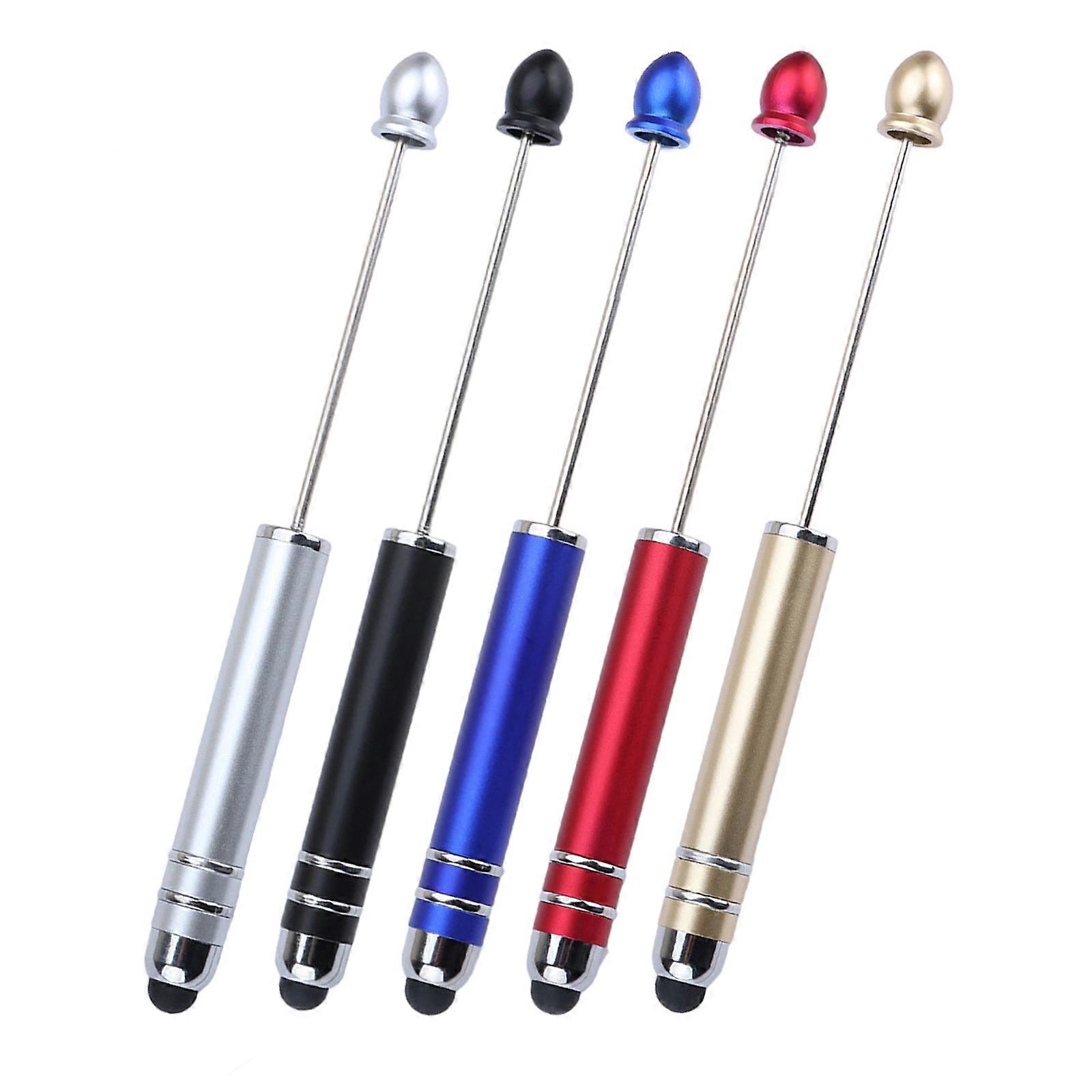 3 ב -1 סטיילוס כדורי עט DIY חרוזים עט כדורי עם קצה סטיילוס אדום כחול שחור סילבה