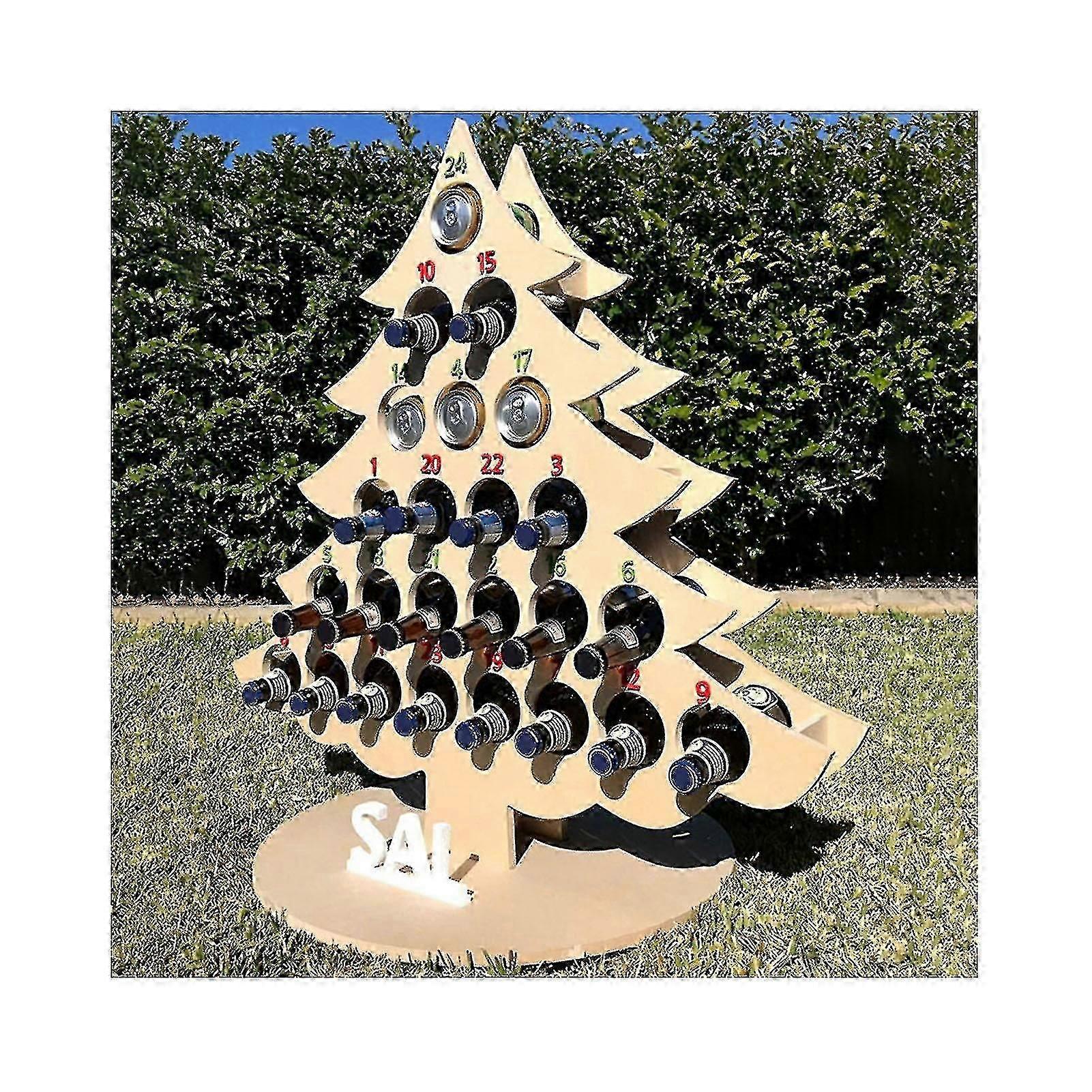 Christmas Wine Holder Wooden Wine Bottle Stand Advent Calendar Count Down Drinks Display Rack