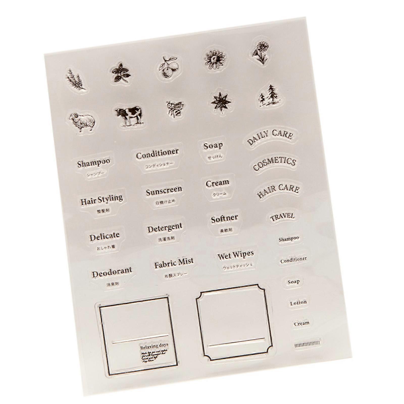 Clear Stamp with Daily Necessities Words Pattern, Decorative Clear Silicone Stamp for Card Making Scrapbooking Journal Multicolor