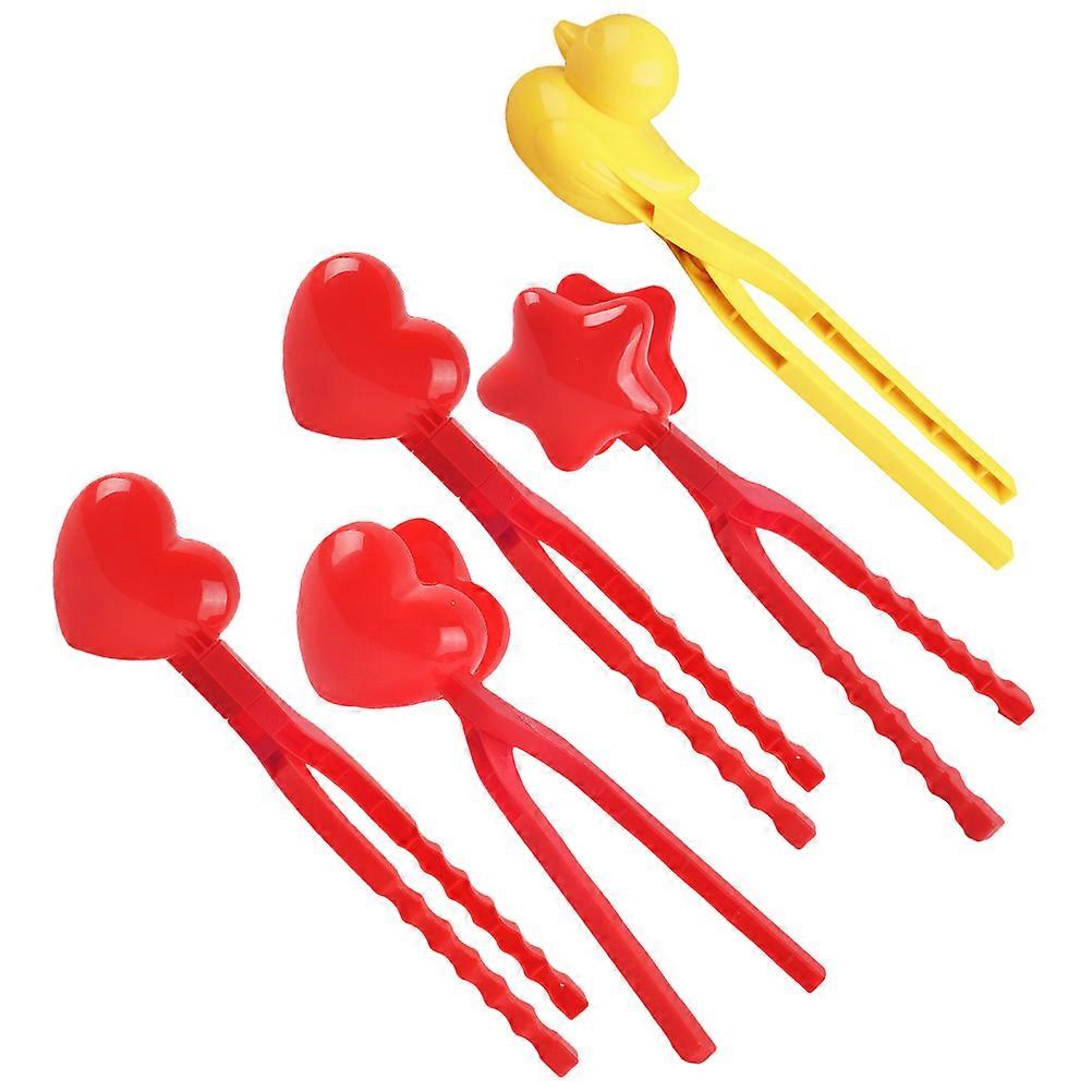 Outdoor Clip Snow Ball Maker for Use 5Pcs Red Plastic Maker
