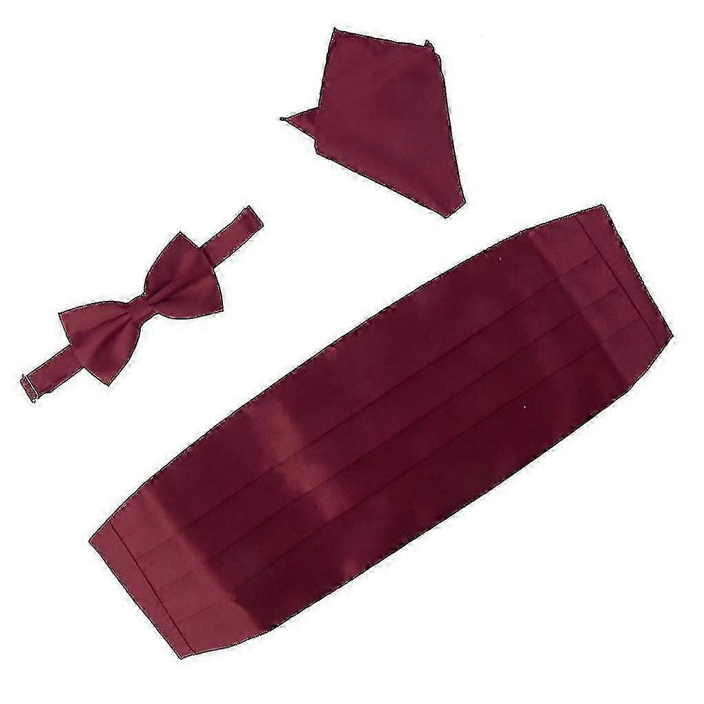 Formal Satin Bow Tie Cummerbund Hanky for Men