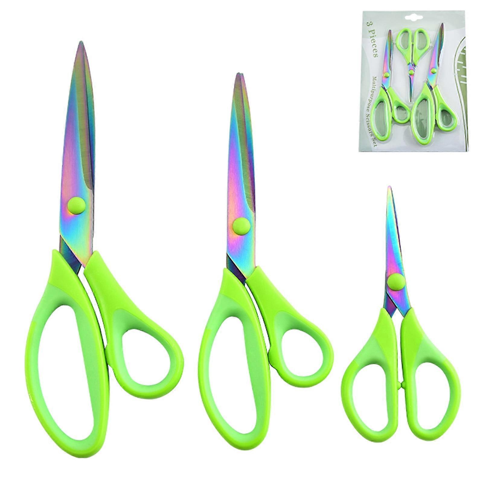 Scissors Set of 3 Pack, Stainless Steel Titanium Coating, Soft Grip Handle, Multipurpose Fabric Scissors compatible with Sharp Titanium Blades