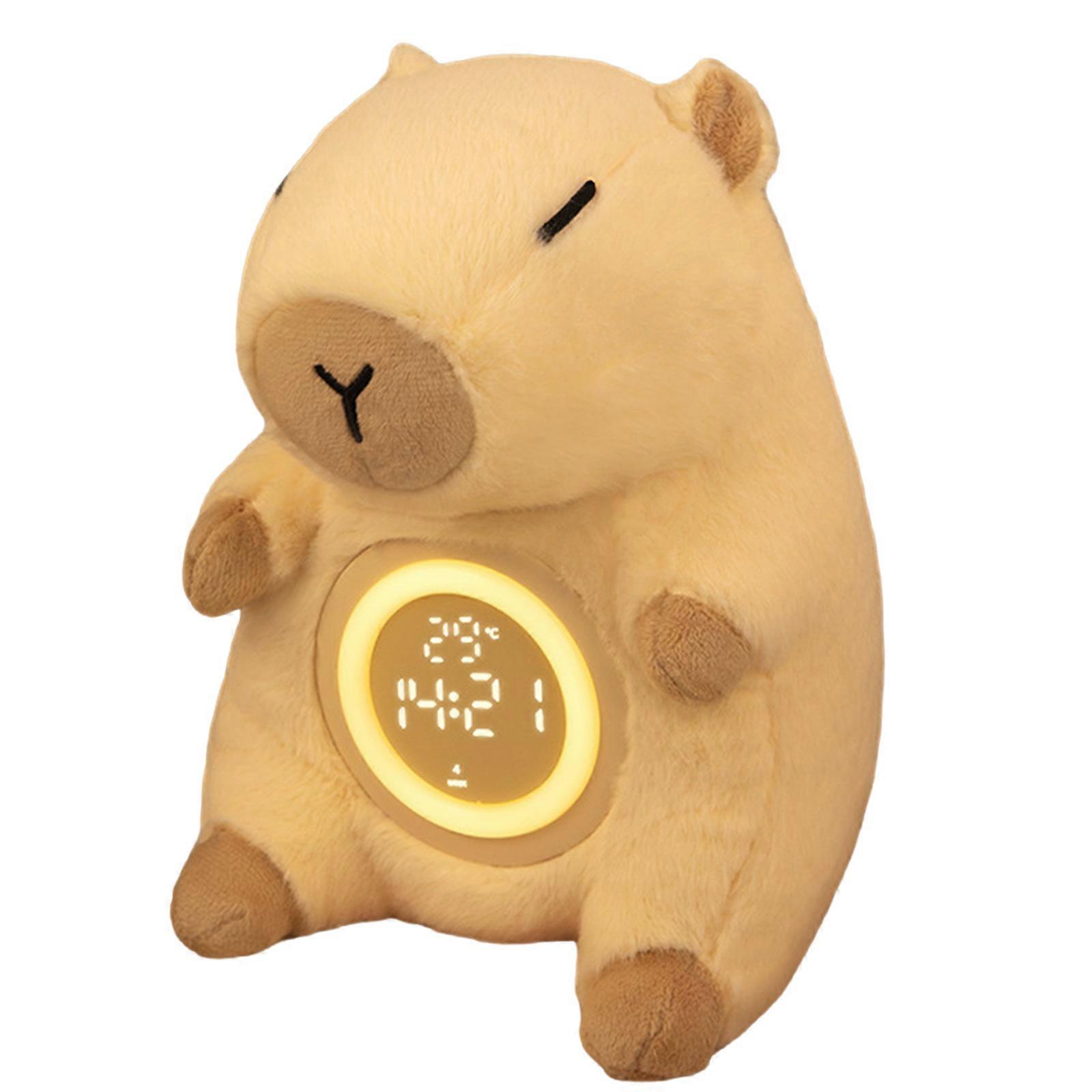 Capybaras Alarm Clock Night Lamp, USB Rechargeable Polyester Animal Light, Touch Operated with Adjustable Light and Timers Multicolor