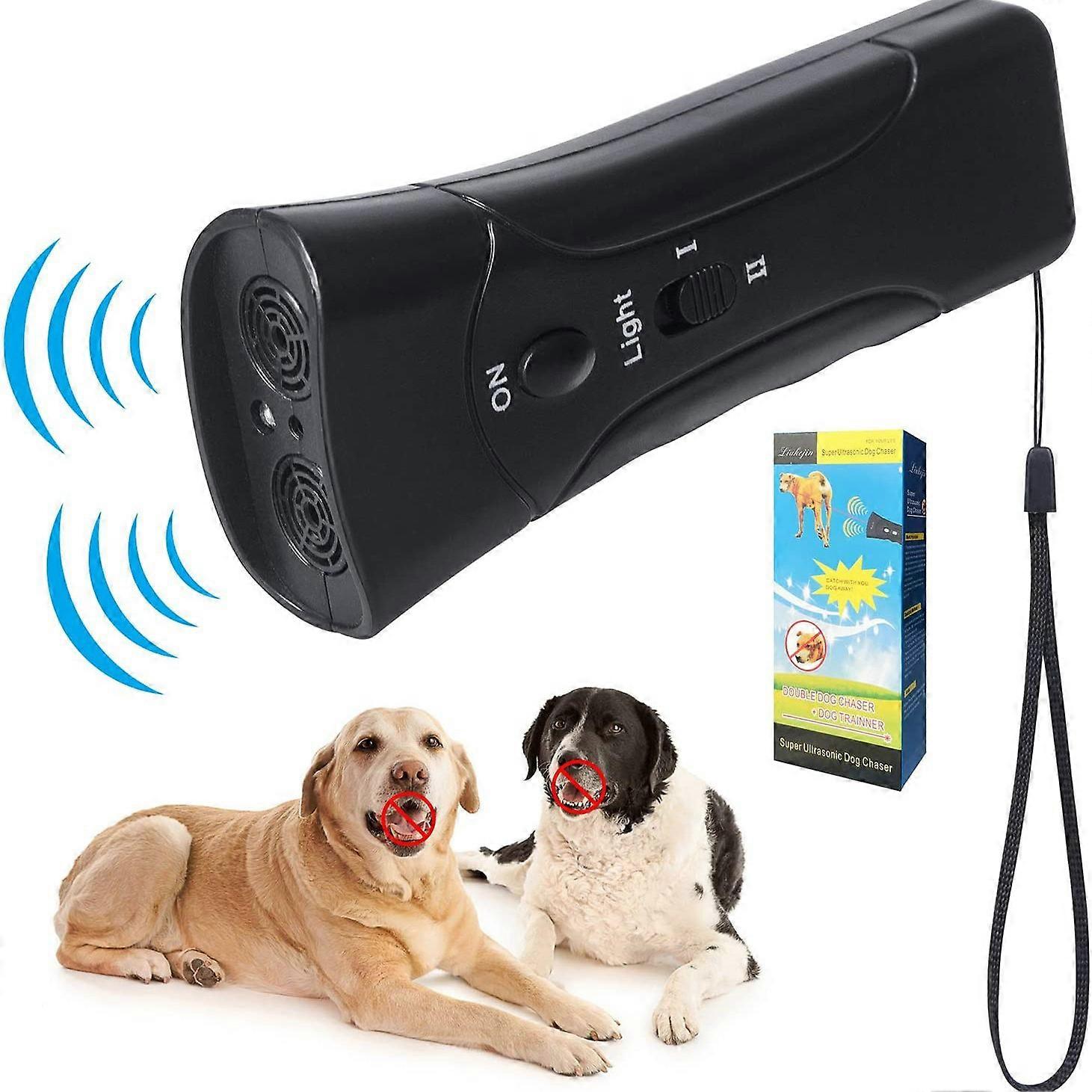 Ultrasonic Dog Barking Deterrent Anti Bark Device 3 in 1 Pet Training Tool Handheld Trainer