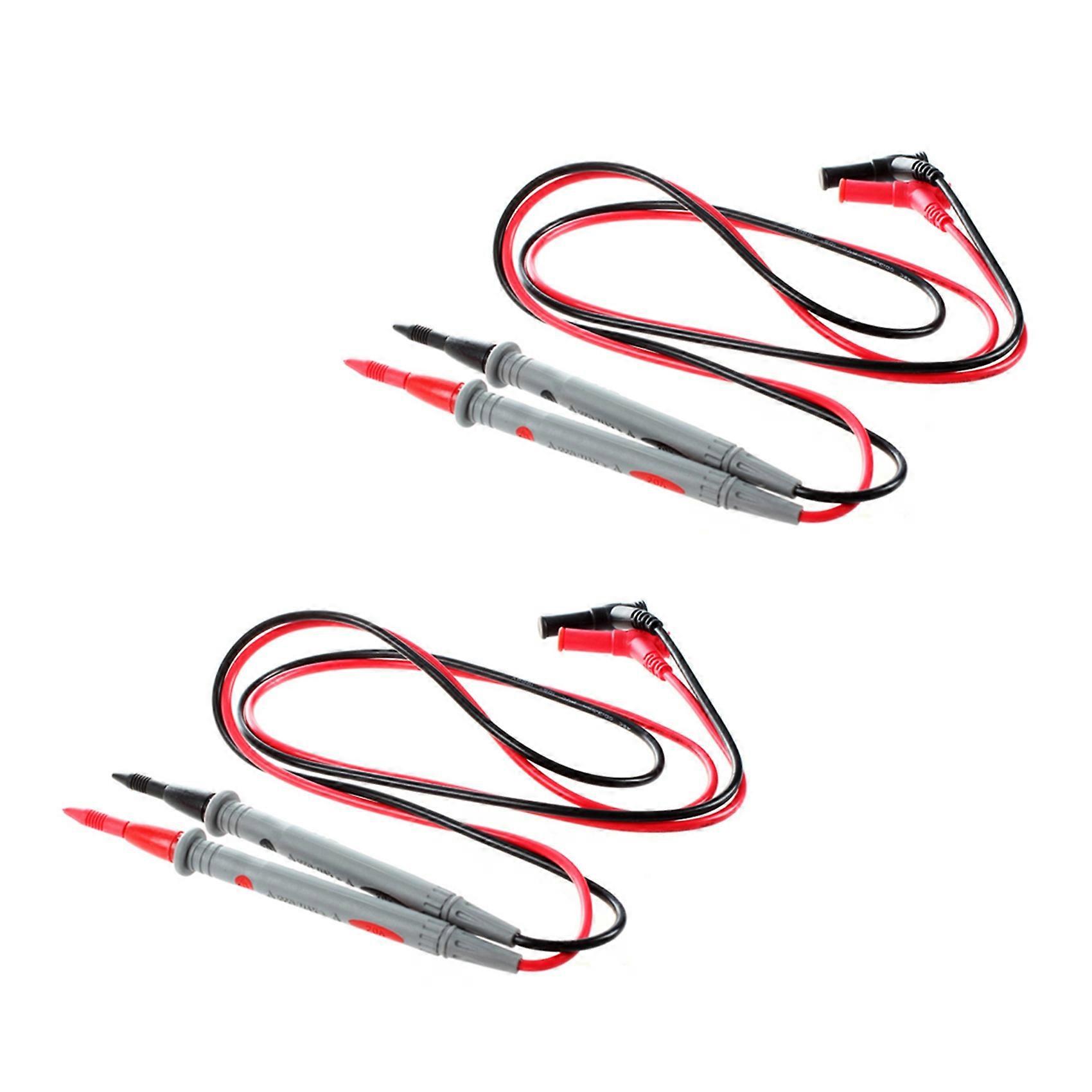 2 Pair Digital Multimeter 1000V 20A Universal Test Lead Cable Probe Red+Black