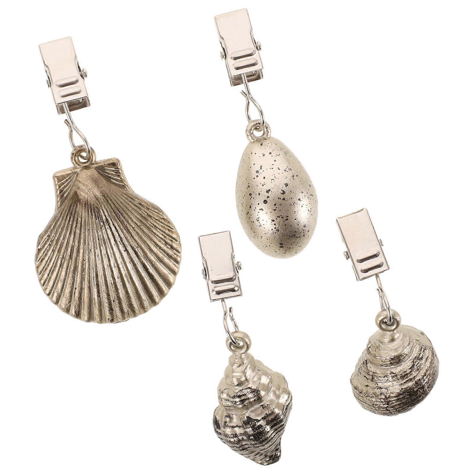 4 Pcs Nappe Poids Nappe Pendentif Coquille En Forme De Table Couverture Poids avec Clip En Métal