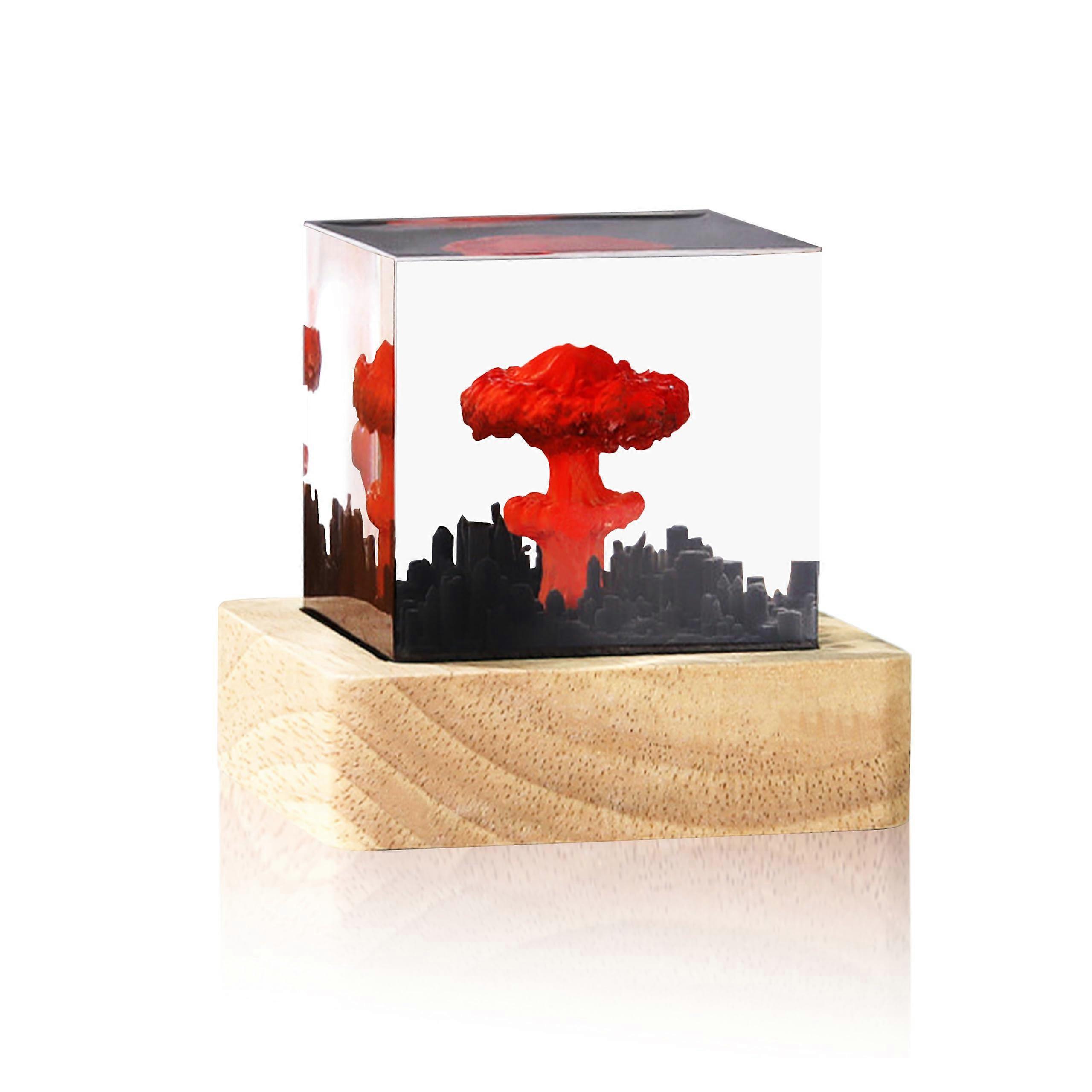 Mushroom Cloud Lamp with Warm Ambient Glow, Handmade Atomic Bomb Explosion Night Light for Bedroom