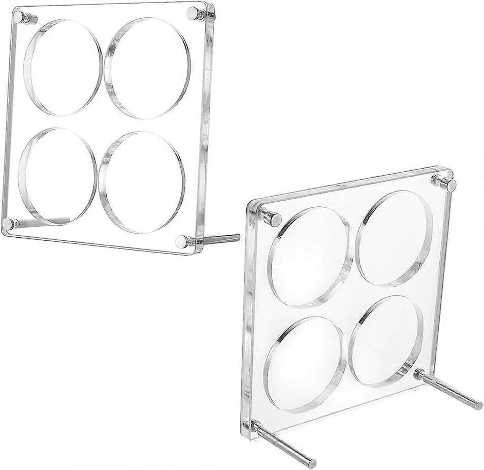 4-Hole Acrylic Badge Display Stand Suitable for 58mm Badges Can Badge Display Stand Dustproof Display Rack Case with Metal Support for Displaying Badg