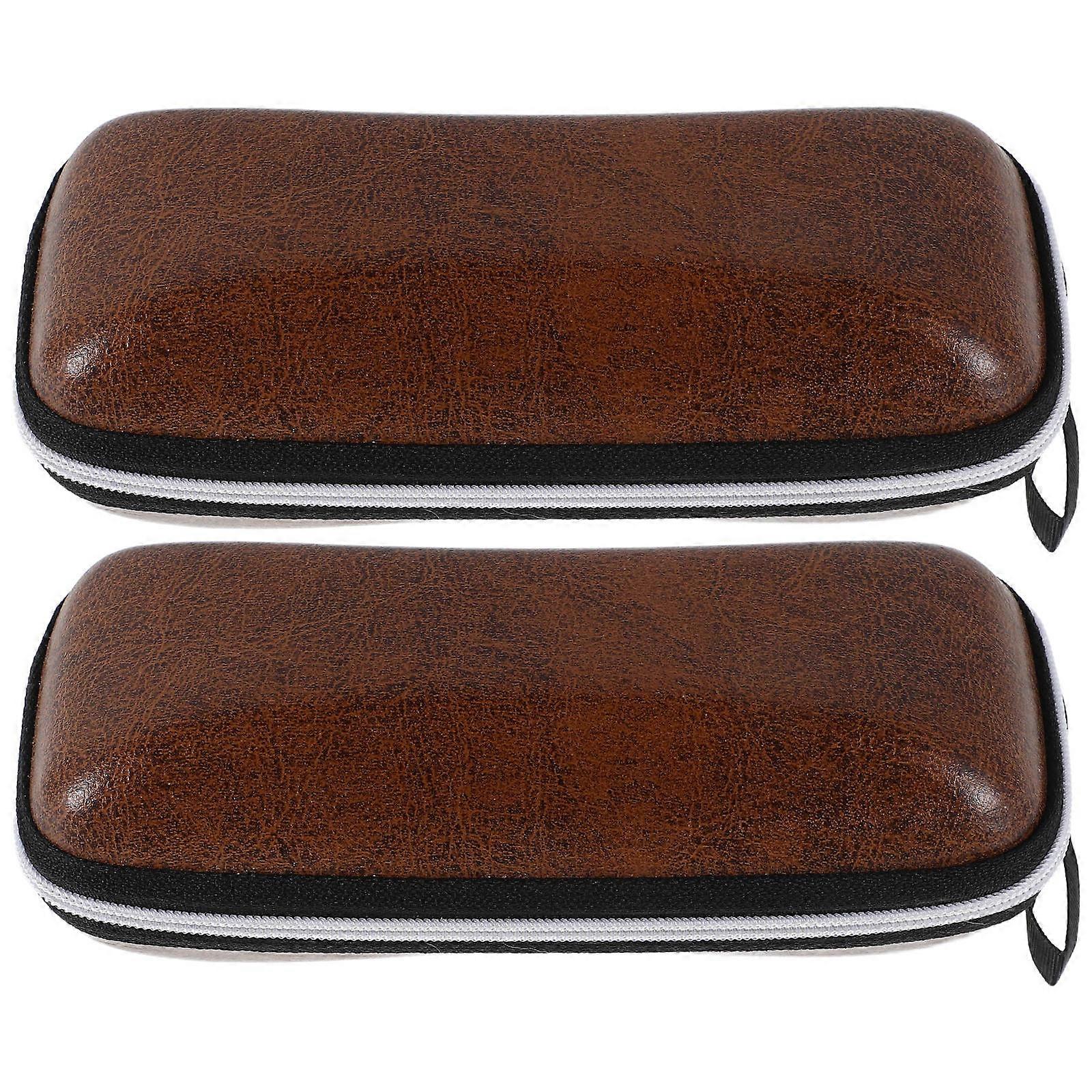 Portable Glasses Case Coffee Artificial Zipper Glasses Bag 10Pcs